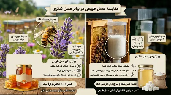 مقایسه عسل طبیعی با عسل شکری