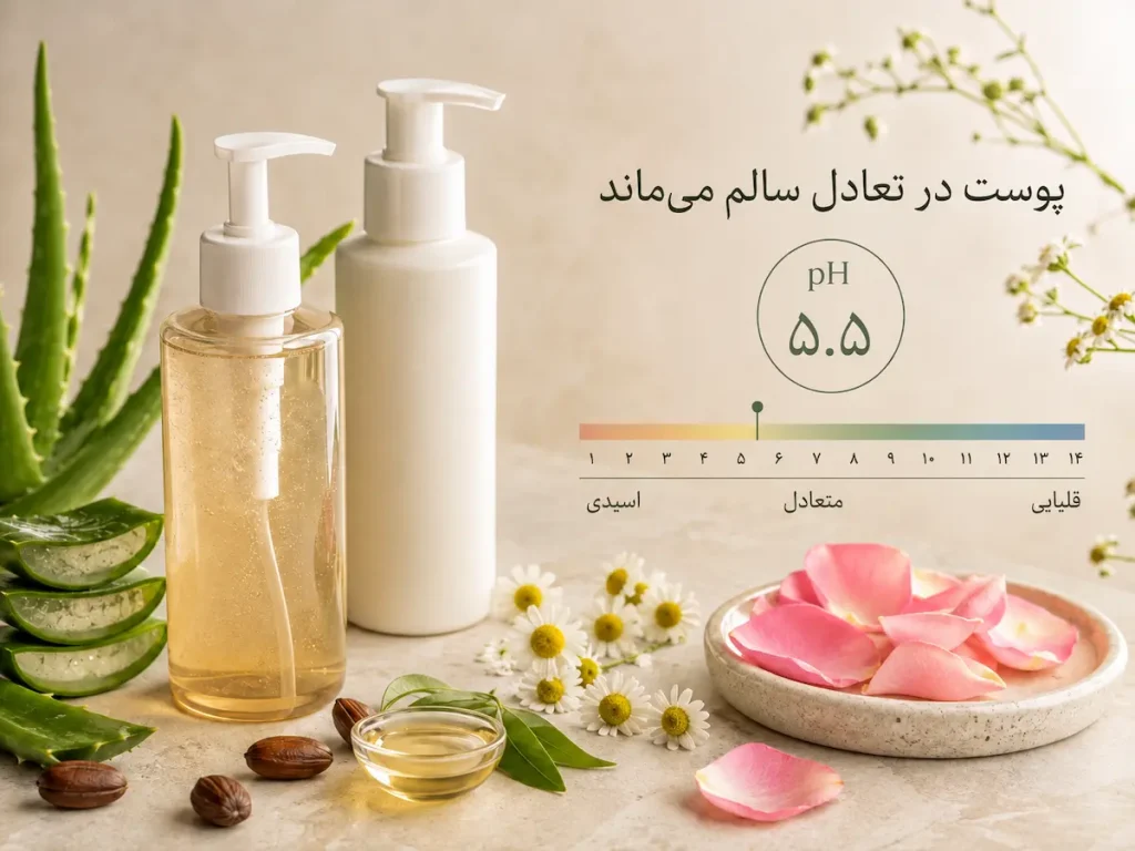 بررسی علمی تفاوت شوینده‌های گیاهی و صنعتی در حفظ تعادل pH پوست