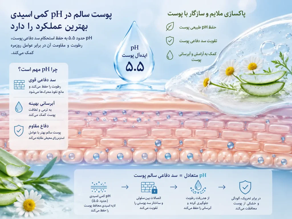 بررسی علمی تفاوت شوینده‌های گیاهی و صنعتی در حفظ تعادل pH پوست
